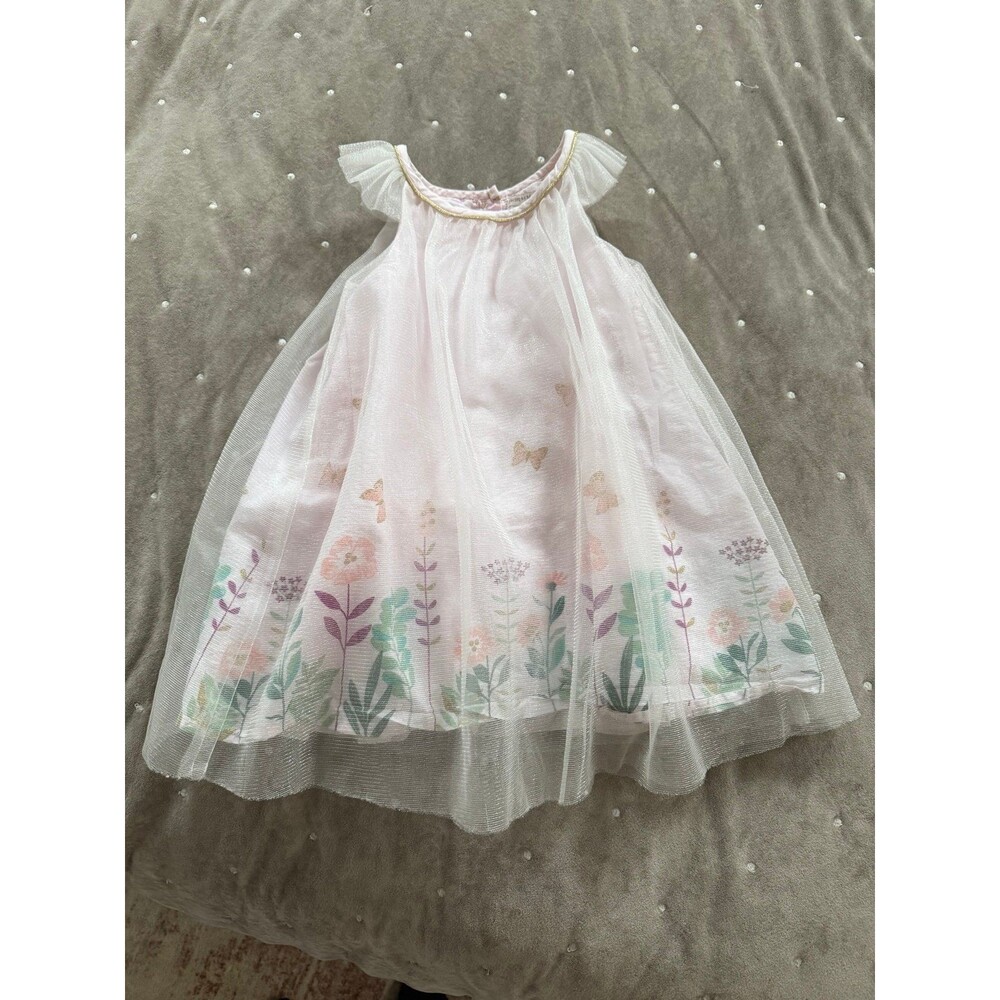 Catherine Malandrino Soft Pink Floral Butterfly Tulle Dress Toddler 2T